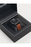 Hugo Boss Pilot Black Dial Brown Leather Strap Watch for Men - 1513851