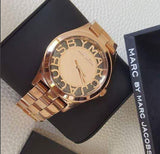 Marc Jacobs Henry Transparent Gold Dial Gold Stainless Steel Strap Watch for Women - MBM3206