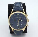 Emporio Armani Chronograph Midnight Blue Dial Blue Leather Strap Watch For Men - AR1862