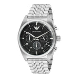 Emporio Armani Franco Black Dial Silver Steel Strap Watch For Men - AR0373