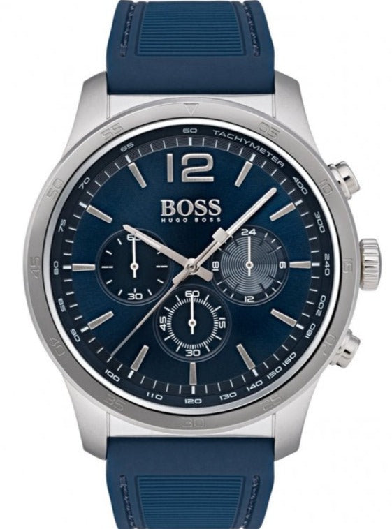 Hugo Boss Professional Chronograph Blue Dial Blue Silicone Strap Watch for Men