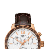 Tissot Quickster Chronograph 42mm White Dial Brown Leather Strap Watch For Men - T095.417.36.037.00