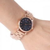 Marc Jacobs Baker Navy Blue Dial Rose Gold Stainless Steel Strap Watch for Women - MBM3332