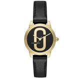 Marc Jacobs Corie Black Dial Black Leather Strap Watch for Women - MJ1580