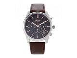 Hugo Boss Time One Black Dial Brown Leather Strap Watch for Men - 1513448