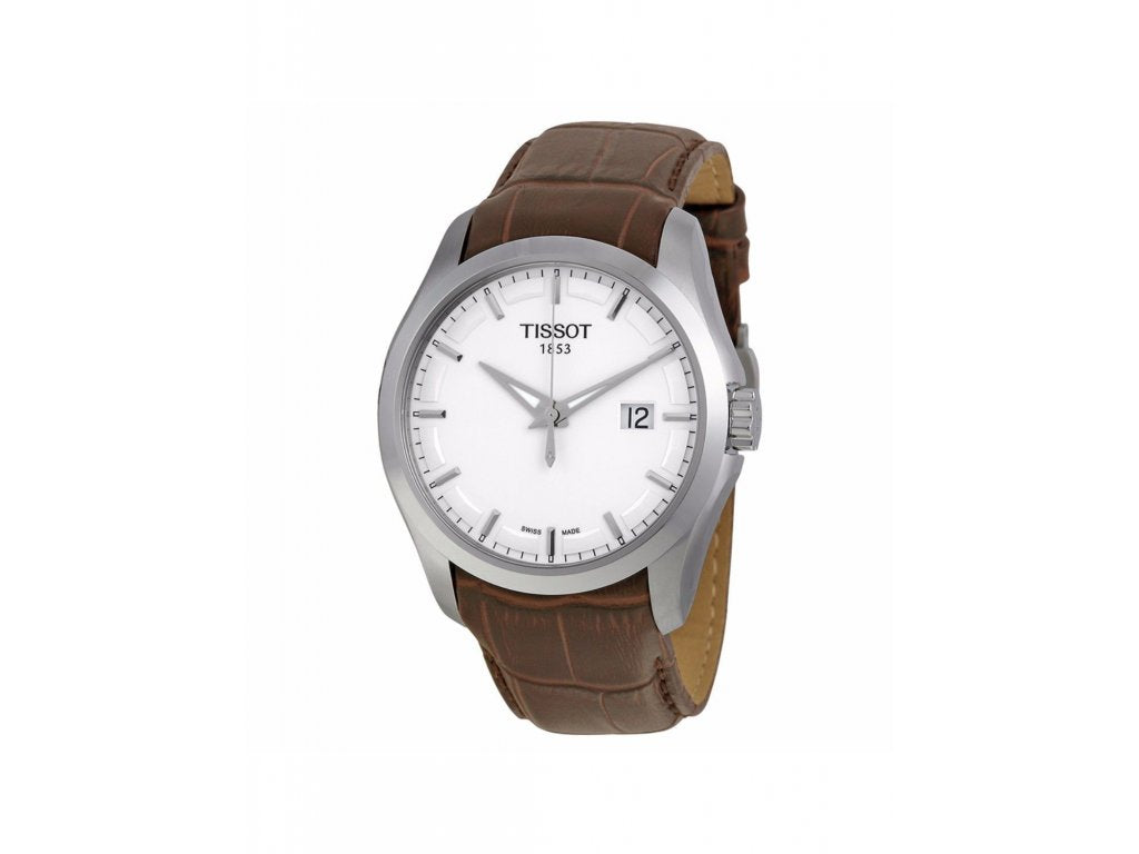 Tissot T Classic Couturier Chronograph White Dial Brown Leather