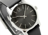 Calvin Klein City Black Dial Black Leather Strap Watch For Women - K2G23107