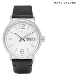 Marc Jacobs Fergus White Dial Black Leather Strap Watch for Men - MBM5076