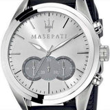 Maserati Traguardo Chronograph Silver Dial Black Rubber Strap Watch for Men - R8871612012