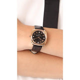 Marc Jacobs Mandy Black Dial Black Leather Strap Watch for Women - MJ1565