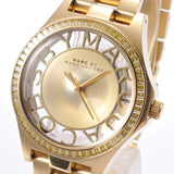 Marc Jacobs Henry Gold Transparent Dial Gold Stainless Steel Strap Watch for Women - MBM3338