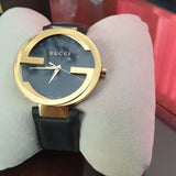 Gucci Interlocking Special Edition Grammy Black Dial Black Leather Strap Watch For Men - YA133208