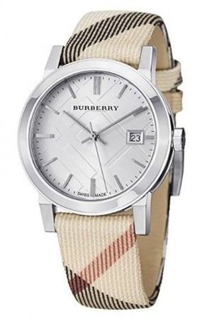 Burberry The City White Dial Beige Leather Strap Watch for Women - BU9132