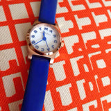 Marc Jacobs Henry White Dial Blue Leather Strap Watch for Women - MBM1238