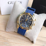 Guess Catalina Blue Gold Tone Blue Silicone Strap Watch For Women - W0562L2