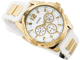 Guess Intrepid White Dial Two Tone Silicone Strap Watch For Women - W0325L2