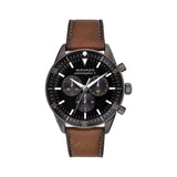 Movado Heritage Series 29mm Calendoplan Chronograph Black Dial Brown Leather Strap Watch For Men - 3650060