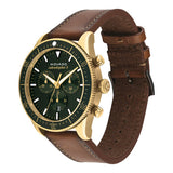 Movado Heritage 42mm Chronograph Green Dial Brown Leather Strap Watch For Men - 3650062