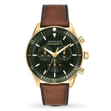 Movado Heritage 42mm Chronograph Green Dial Brown Leather Strap Watch For Men - 3650062