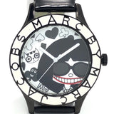 Marc Jacobs White & Black Dial Black Leather Strap Watch for Women - MBM1148