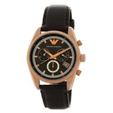 Emporio Armani Chronograph Gray Dial Brown Leather Strap Watch For Men - AR6043