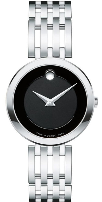 Movado Esperanza 28mm Black Dial Silver Steel Strap Watch For Women - 0607051