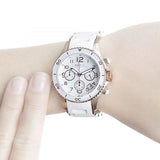 Marc Jacobs Rock Chronograph White Dial White Stainless Steel Strap Watch for Women - MBM2547