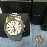 Marc Jacobs Larry Chronograph White Dial Silver Stainless Steel Strap Watch for Men - MBM5030