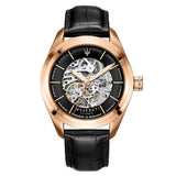 Maserati Traguardo Automatic Black Skeleton Dial Black Leather Strap Watch For Men - R8821112001