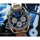 Maserati Trimarano Chronograph Blue Dial Silver Steel Strap Watch For Men - R8873632004