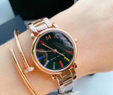 Marc Jacobs Roxy Black Dial Rose Gold Stainless Steel Strap Watch for Women - MJ3569