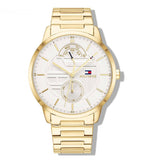 Tommy Hilfiger Hunter White Dial Gold Steel Strap Watch for Men - 1791609