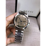 Gucci G Timeless Brown Dial Silver Steel Strap Watch For Men