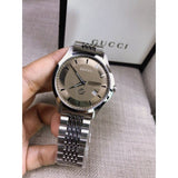 Gucci G Timeless Brown Dial Silver Steel Strap Watch For Women - YA126503