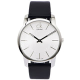 Calvin Klein City White Dial Black Leather Strap Watch For Men - K2G211C6