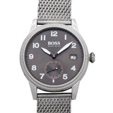 Hugo Boss Legacy Grey Dial Silver Mesh Bracelet Watch for Men - 1513673