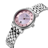 Tissot T Classic Carson Premium Lady Pink Mother of Pearl Dial Silver Steel Strap Watch For Women - T122.210.11.159.00