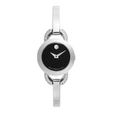 Movado Rondiro Diamonds Black Dial Silver Steel Strap Watch For Women - 0606798