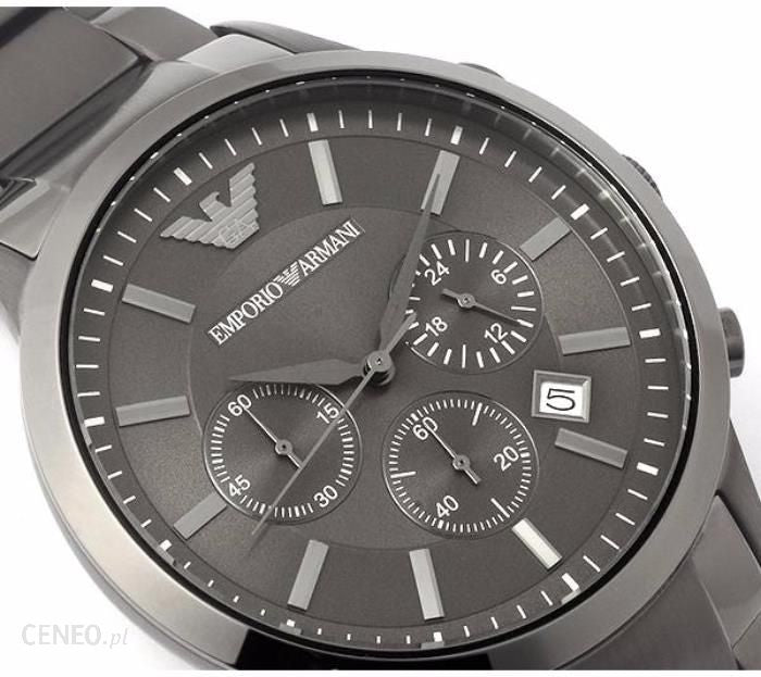 Chronograph Steel Armani Strap Grey Classic For Emporio Grey Watch Men Dial