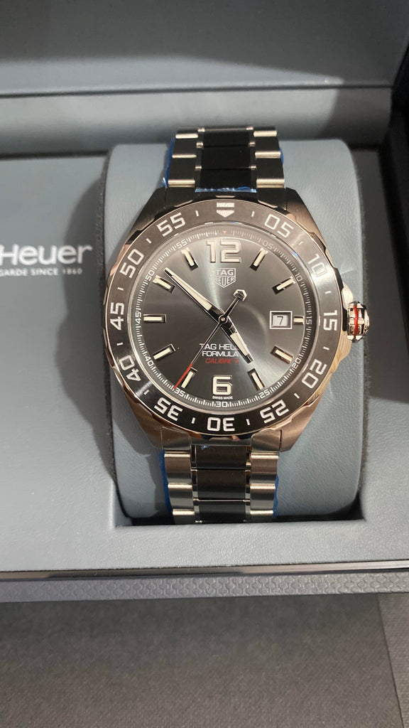 Tag Heuer Formula 1 Calibre 5 Anthracite Dial Two Tone Steel Strap Watch for Men - WAZ2011.BA0843