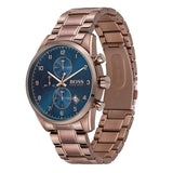 Hugo Boss Skymaster Blue Dial Brown Steel Strap Watch for Men - 1513788