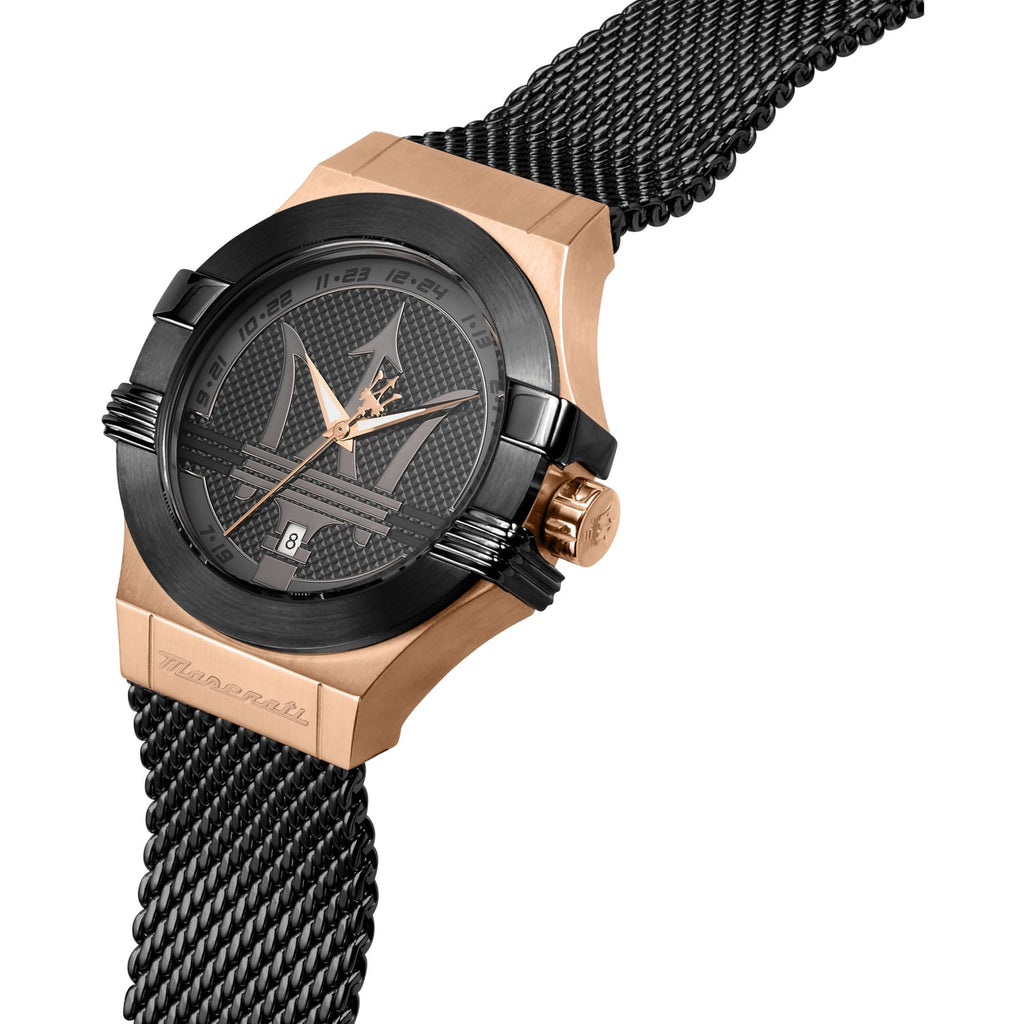 Maserati Potenza Black Mesh Bracelet Black Dial Watch For Men - R8853108010