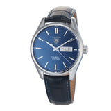 Tag Heuer Carrera Calibre 5 Automatic Blue Dial Blue Leather Strap Watch for Men - WAR201E.FC6292