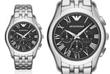 Emporio Armani Classic Chronograph Black Dial Silver Steel Strap Watch For Men - AR1786