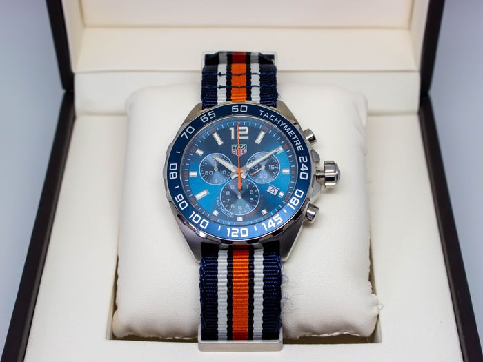 Tag Heuer Formula 1 Chronograph 43mm Blue Dial NATO Strap Watch