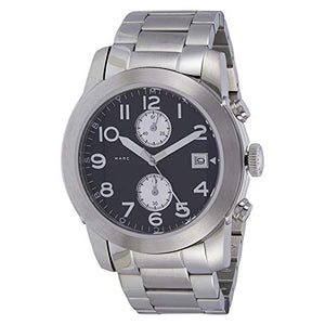 Marc Jacobs Larry Chronograph Black Dial Silver Steel Strap Watch for Men - MBM5050