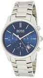 Hugo Boss Commander Blue Dial Silver Steel Strap Watch for Men - 1513434