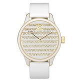 Marc Jacobs Lidia Stripe White Dial White Leather Strap Watch for Women - MBM1164