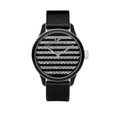 Marc Jacobs Lidia Stripe Glitz Black Dial Black Leather Strap Watch for Women - MBM1166