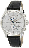 Hugo Boss Jet Silver Dial Black Leather Strap Watch for Men - 1513282